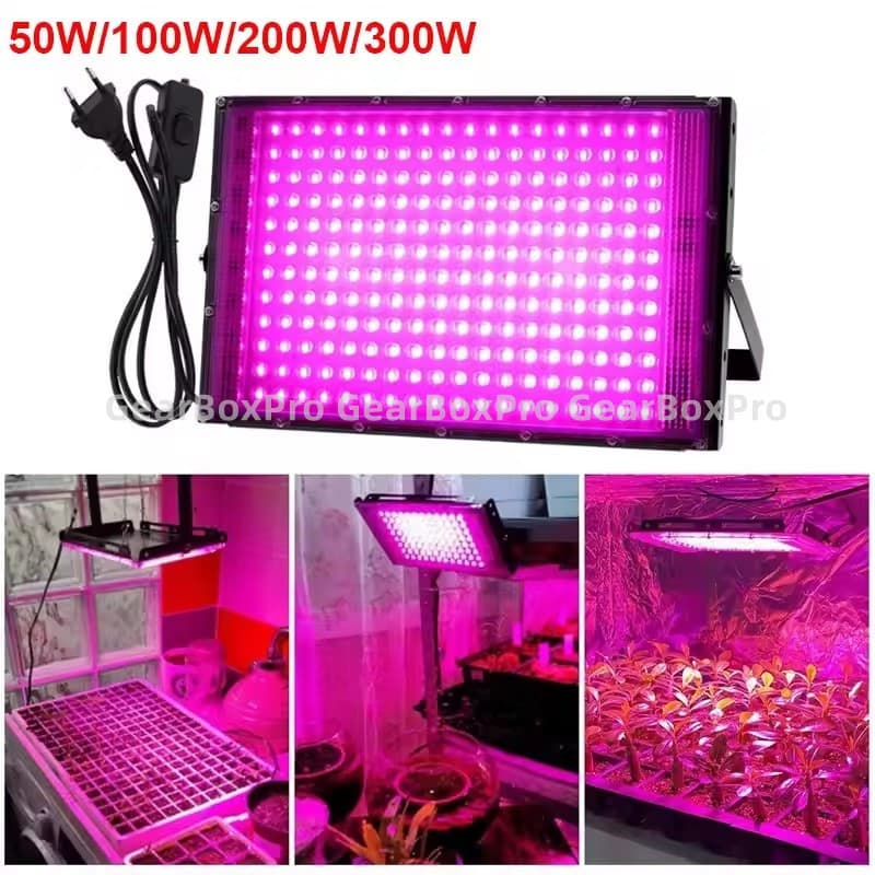 ไฟปลูกต้นไม้ LED Grow Light 50W 100W กันน้ำได้ พร้อมสวิตช์เปิด ไฟปลุกต้นไม้ ไฟช่วยต้นไม้ตัวเร็ว ปิดสำหรับดอกไม้ต้นกล้า รูปที่ 1