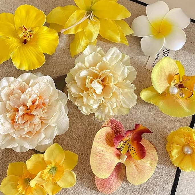 กิ๊บดอกไม้ สีสันสดใส สีเหลือง คอลเลคชั่นเครื่องประดับผม ลายดอกไม้ สําหรับเด็กผู้หญิง#Y รูปที่ 4