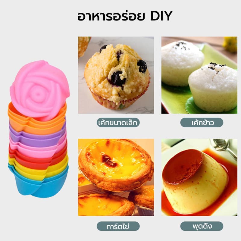 แม่พิมพ์ซิลิโคน ชุด 6 ชิ้น พิมพ์วุ้น ขนมชั้น พิมพ์สบู่ พิมพ์ 5ซม พิมพ์ดอกไม้ ทน -40 ถึง 210 องศา รูปที่ 3