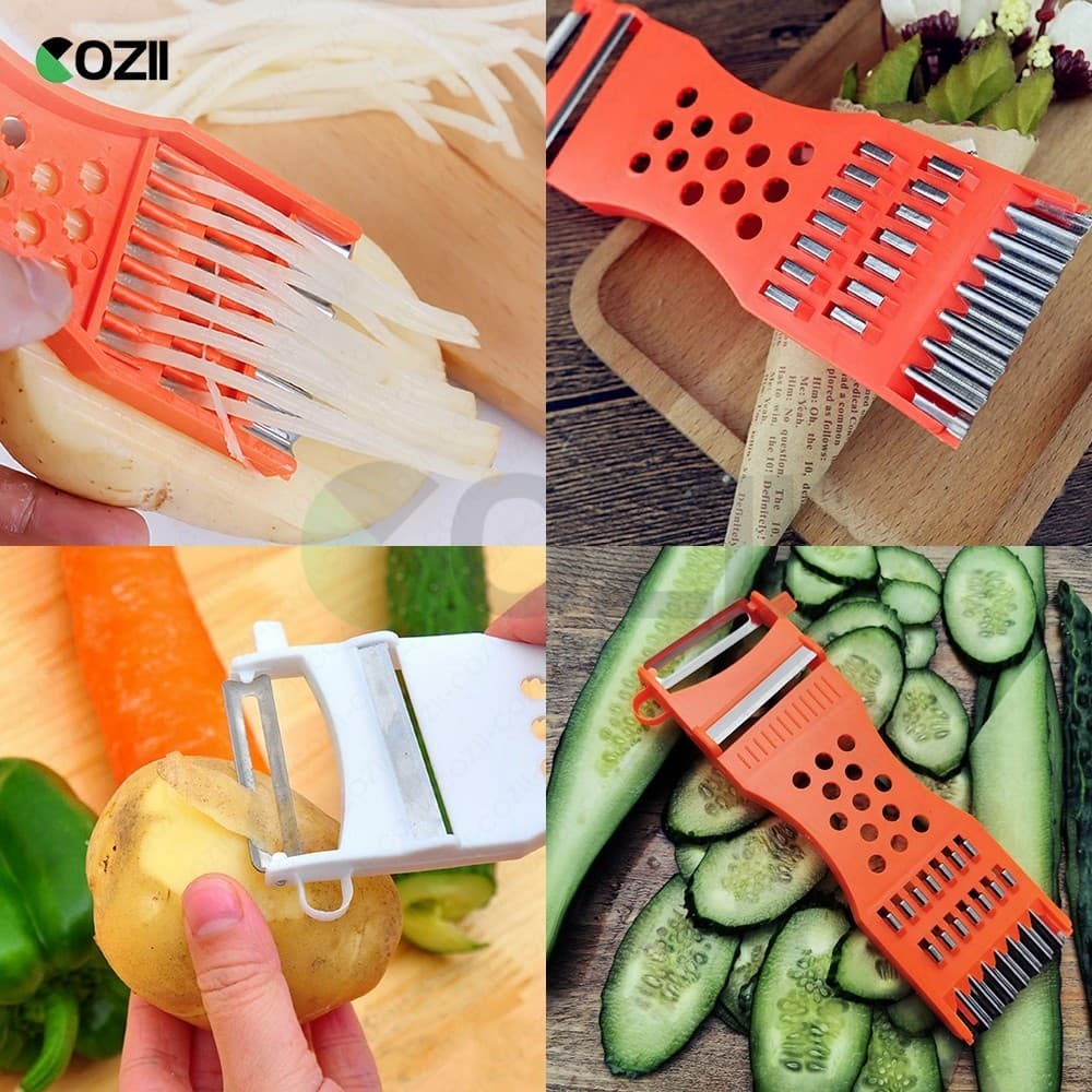 LoomLab มีดปอกผลไม้ ที่ขูดมะละกอ เครื่องตัดผักเอนกประสงค์ แบบหนา 5in1 veggie chopper รูปที่ 5