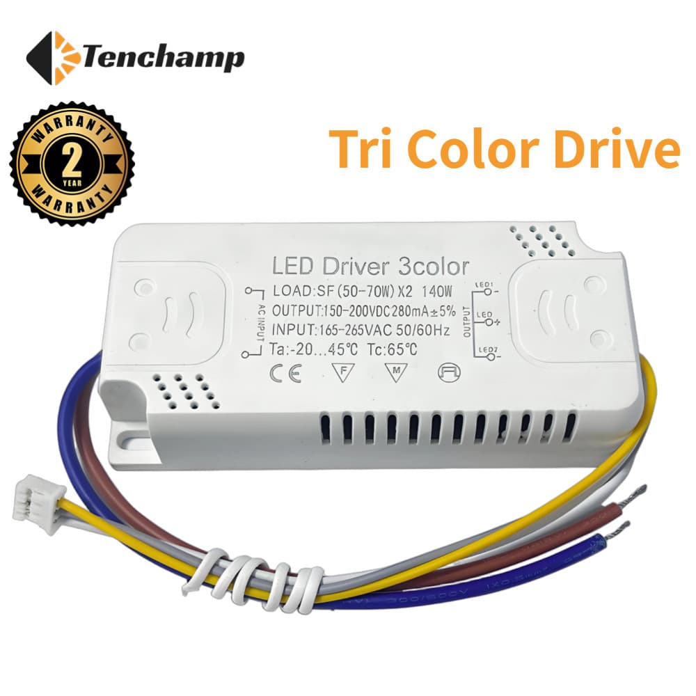 Tenchamp LED Tri Color Driver แหล่งจ่ายไฟ 12-24 W*2 24-40W*2 30-50W*2 40-60W*2 50-70W*2 60-80W*2 20-40W*4 30-50W*4 50-72W*4 30-50W*6 40-60W*6 30-72W*6 รูปที่ 1