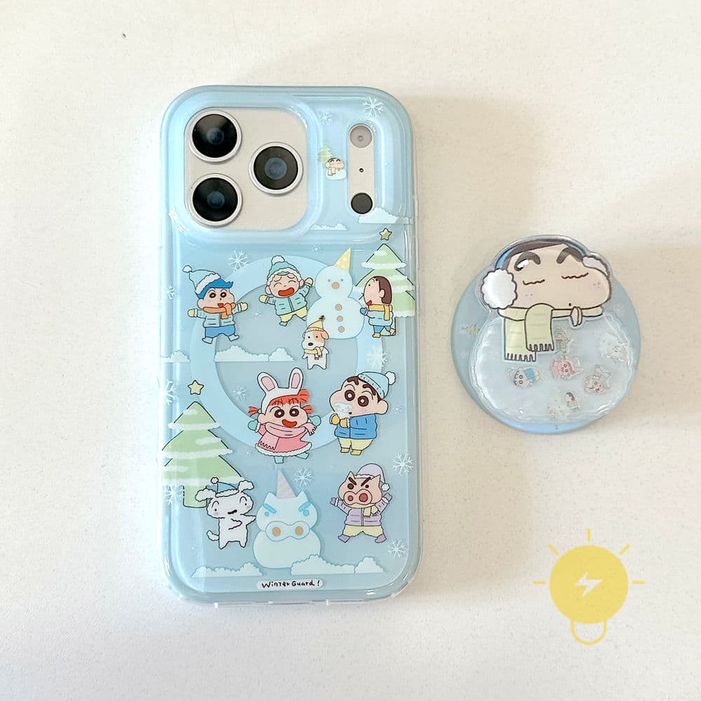 For เคสไอโฟน with Griptok Magnetic TPU Blue Crayon Xiao Xin เคส Phone Case For iPhone 17 Pro Max 16 15 14 13 Cover Aesthetic Korean Cute รูปที่ 2