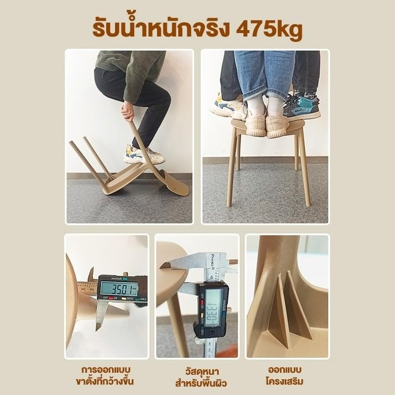 OHT เก้าอี้กินข้าว เก้าอี้ทานอาหาร เก้าอี้พลาสติก เก้าอี้มีพนักพิง สไตล์เรียบง่าย วางซ้อนกันได้ รูปที่ 8