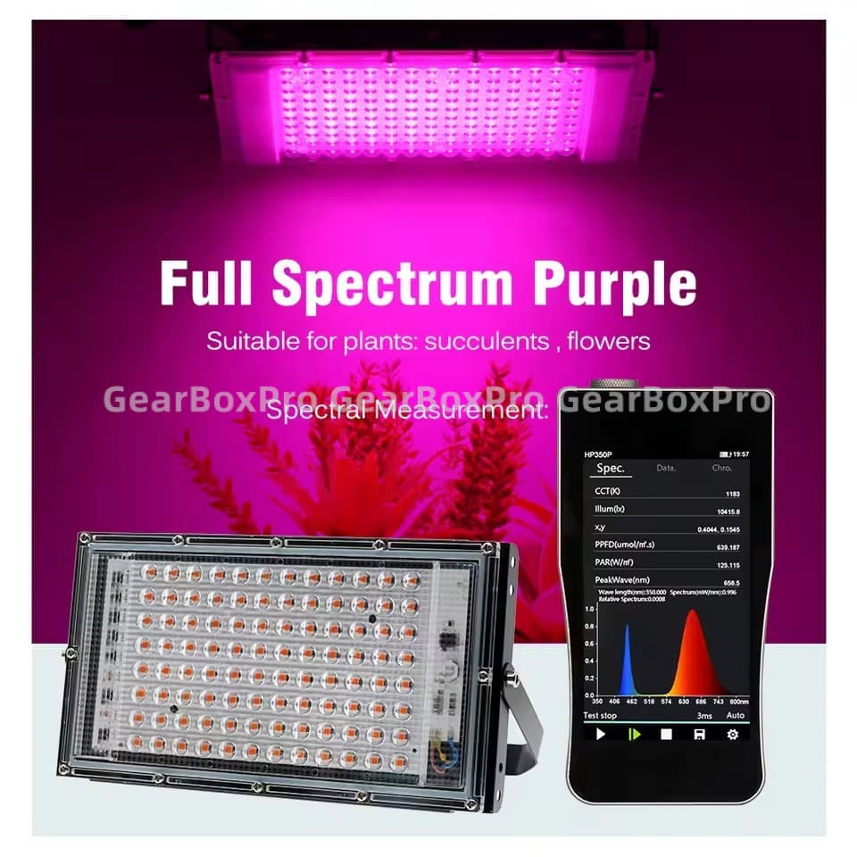 ไฟปลูกต้นไม้ LED Grow Light 50W 100W กันน้ำได้ พร้อมสวิตช์เปิด ไฟปลุกต้นไม้ ไฟช่วยต้นไม้ตัวเร็ว ปิดสำหรับดอกไม้ต้นกล้า รูปที่ 9