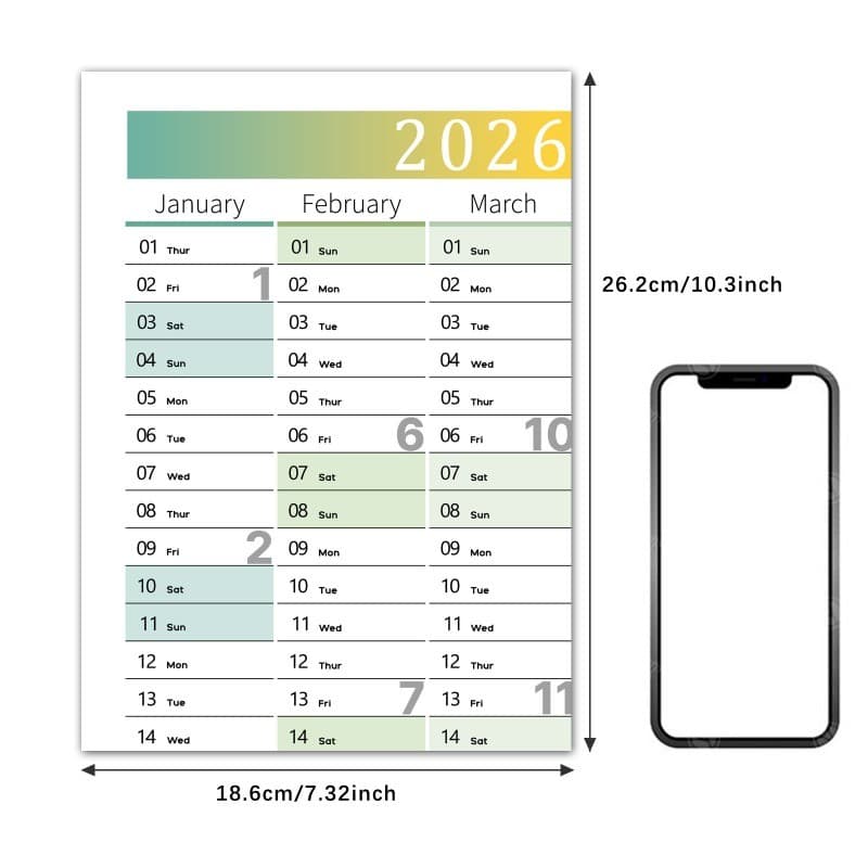 2026 ปีปฏิทินวางแผน ปฏิทิน 365 วัน ปฏิทินแผนรายวัน / รายสัปดาห์ / รายเดือน / รายปี พื้นที่ทำงาน ปฏิทินแขวนผนัง รูปที่ 3