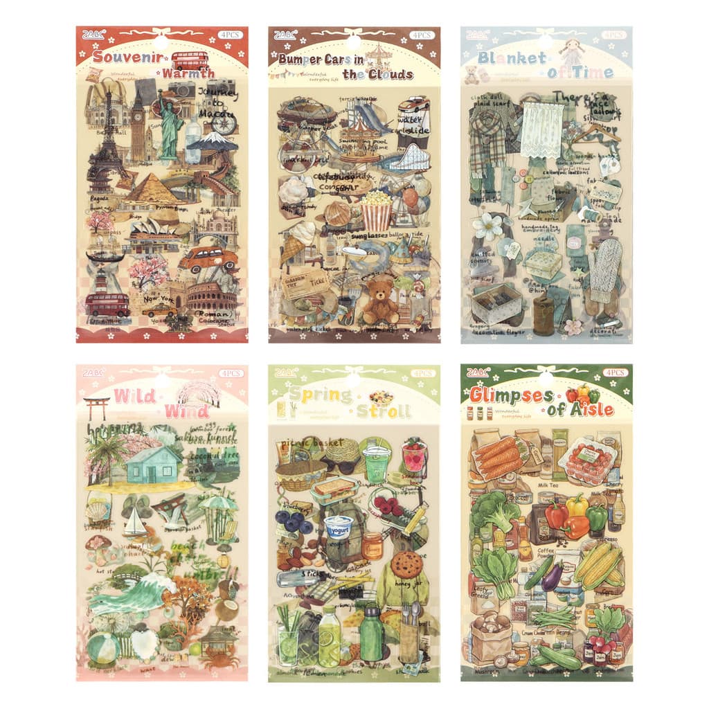 Journamm 4 แผ่น PET สมุดภาพสติกเกอร์ PET Decor สติกเกอร์สําหรับ Art Craft Journaling Scrapbooking ไดอารี่อัลบั้ม Journal Planner ขวดน้ําการ์ดกระเป๋าเดินทางเคสโทรศัพท์ รูปที่ 5