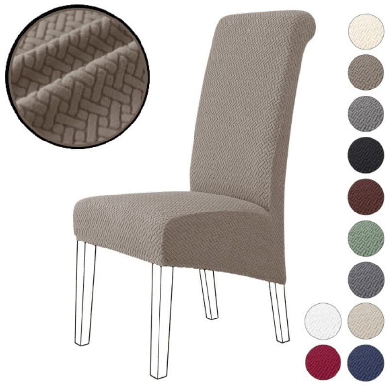 ผ้าคลุมเก้าอี้-หลังสูง ความสูง 60-75 ซม. ผ้าจักเวฟเฟิลลาย T-Shaped High-Back chair cover รูปที่ 1
