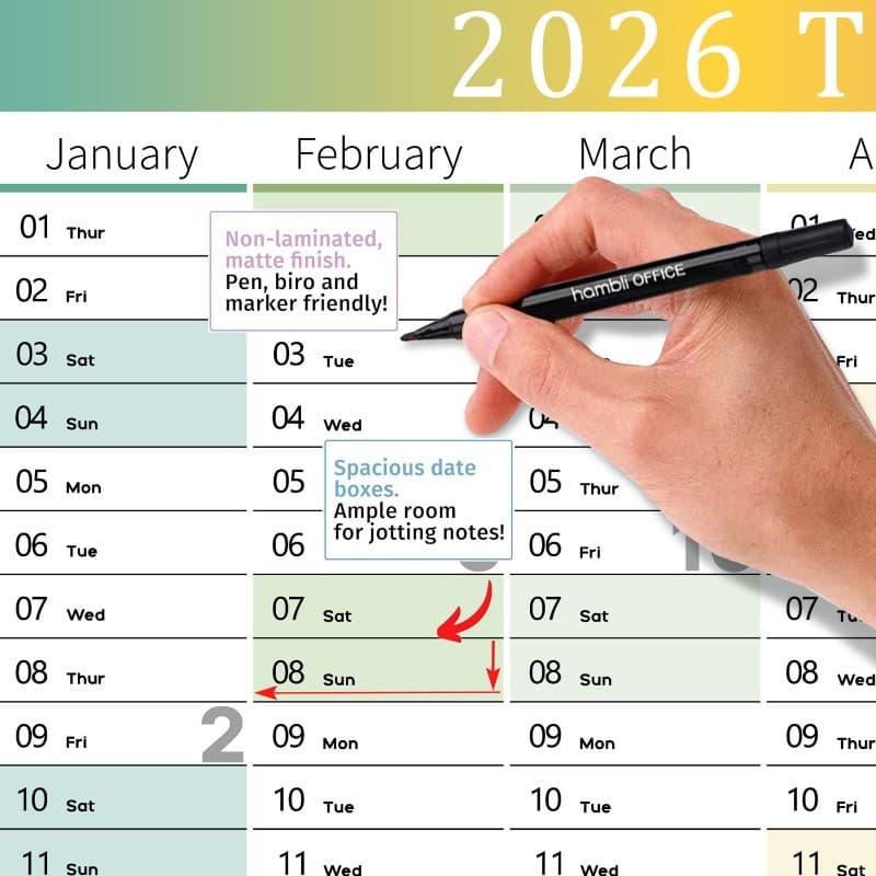 2026 ปีปฏิทินวางแผน ปฏิทิน 365 วัน ปฏิทินแผนรายวัน / รายสัปดาห์ / รายเดือน / รายปี พื้นที่ทำงาน ปฏิทินแขวนผนัง รูปที่ 5