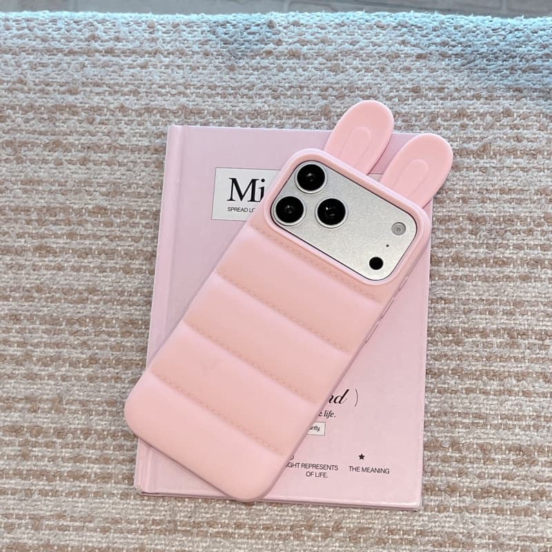 3D Bunny Ear Puffer TPU เคสโทรศัพท์สําหรับ iPhone 17 16 15 14 13 Pro Max รูปที่ 5