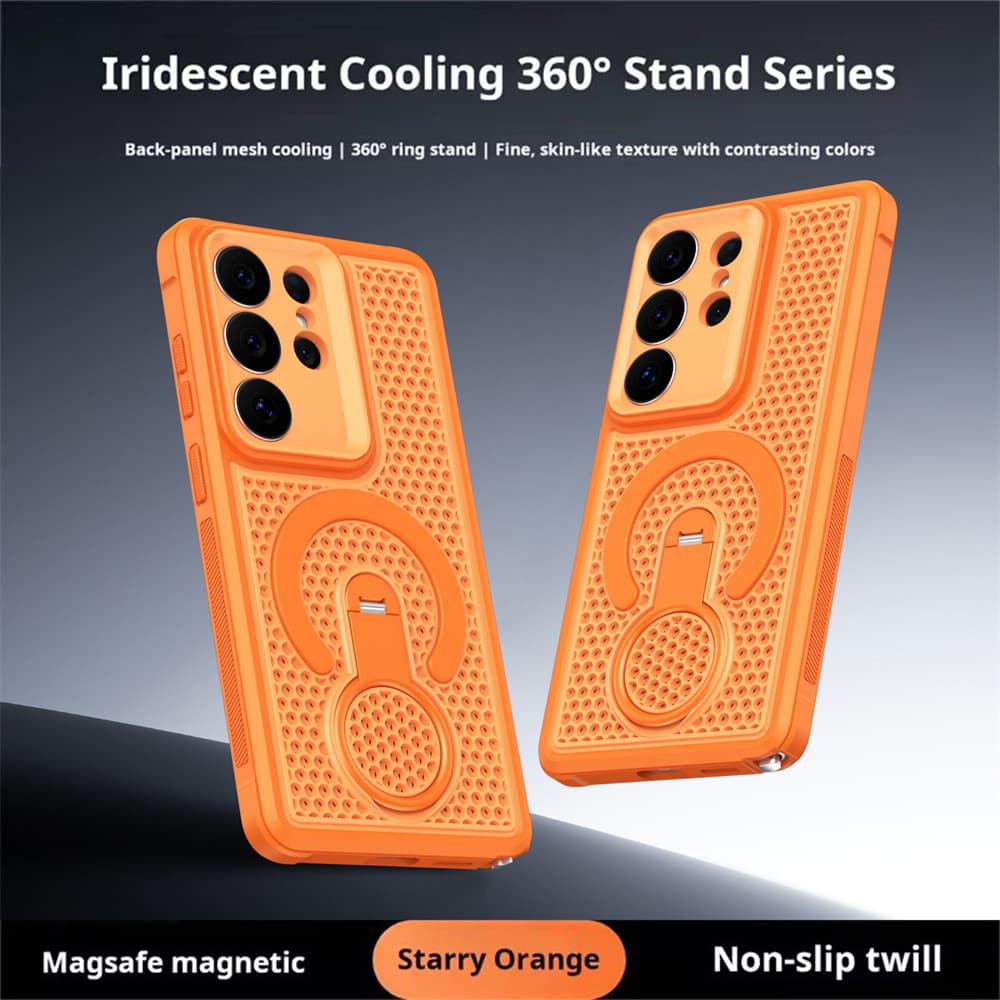 SAMSUNG การกระจายความร้อนเคสโทรศัพท์แม่เหล็กสําหรับSamsung Galaxy S26 S25 S24 S23 Ultra S26 Plus S25 24 Plus S25 Edge S25 FE S24 FE S23 FEแหวนหมุนขาตั้งHollowกันกระแทก รูปที่ 7