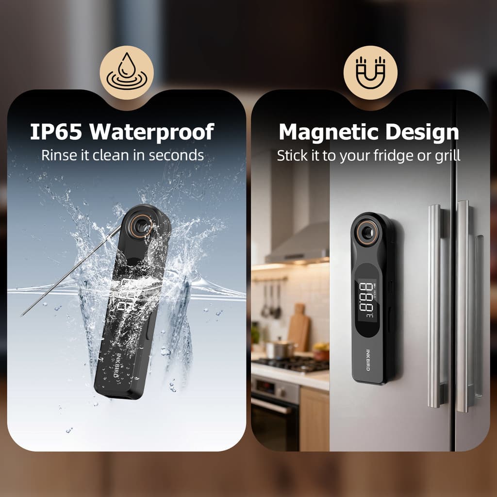 INKBIRD IHT-51K เครื่องวัดอุณหภูมิอาหาร Dual-display สองหน้าจอ 1.8 มม. Ultra Thin Probe 0.5 วินาทีตอบสนองเร็ว IP65 กันน้ํา ห้องครัว ทําอาหาร เบเกอรี่ บาร์บีคิว รูปที่ 6