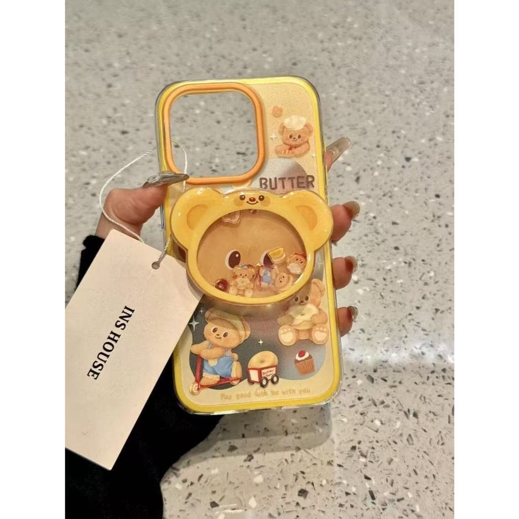 LUSI ส่งจากไทยการ์ตูนน่ารักหมีเนยปลอก + เขย่าสําหรับ ไอโฟน 16 11 7บวก 15 14 13 12มือโปร สูงสุด เอ็กซ์อาร์ X Xs สูงสุด รูปที่ 5