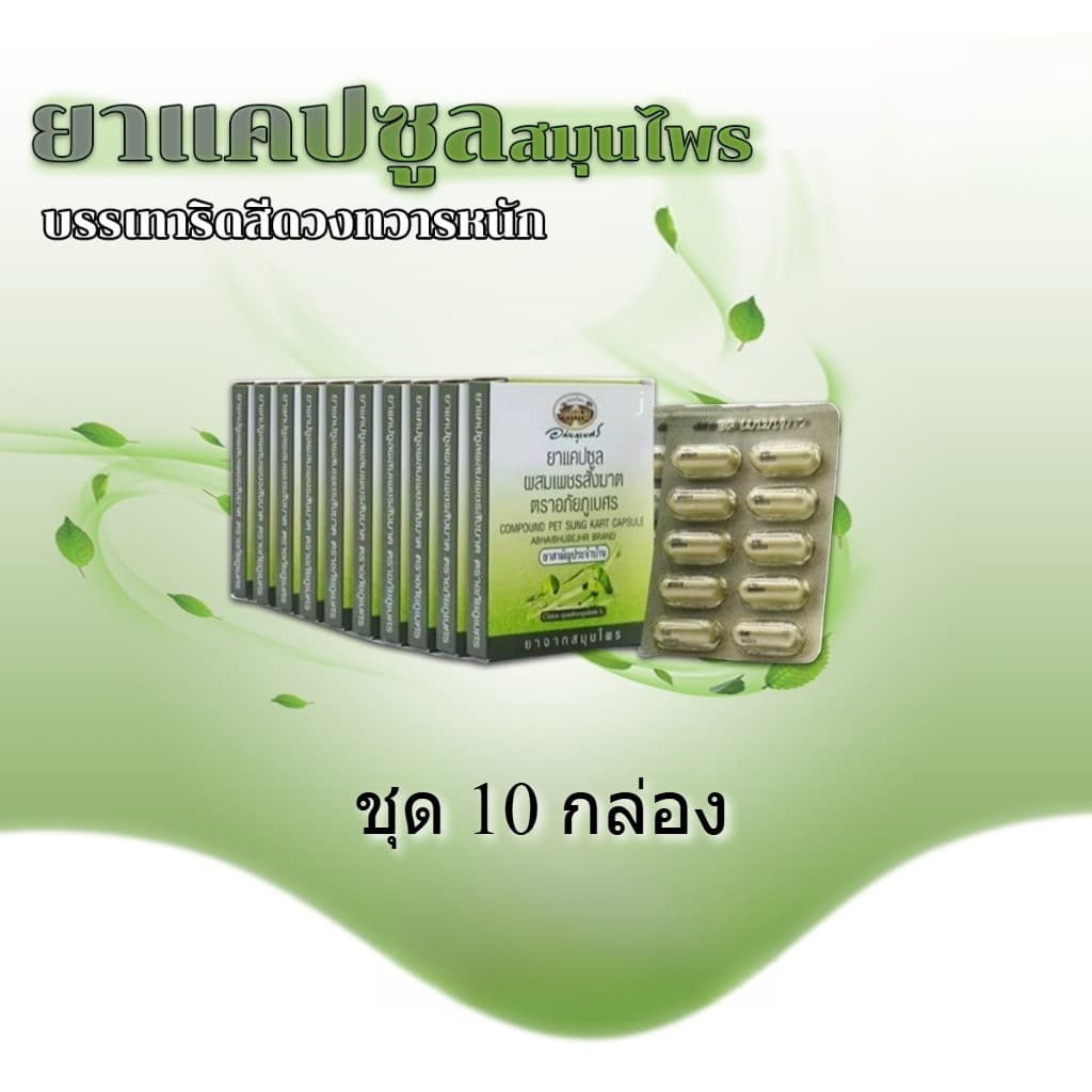 (ชุด SET 10 แผง) เพชรสังฆาต อภัยภูเบศร ขนาดบรรจุ 10 แคปซูล / 1 แผง exp:2027