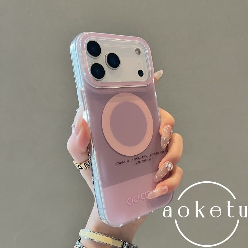 · Ins Girl Heart Dopamine Contrast Skin Magnetic Case เหมาะสําหรับ iPhone 17 Promax Apple 14 เคสโทรศัพท์ 15 ใหม่ 16 Pro หญิง 13 คู่ 17pm อะคริลิคซิลิโคน Anti Drop Cover รูปที่ 4