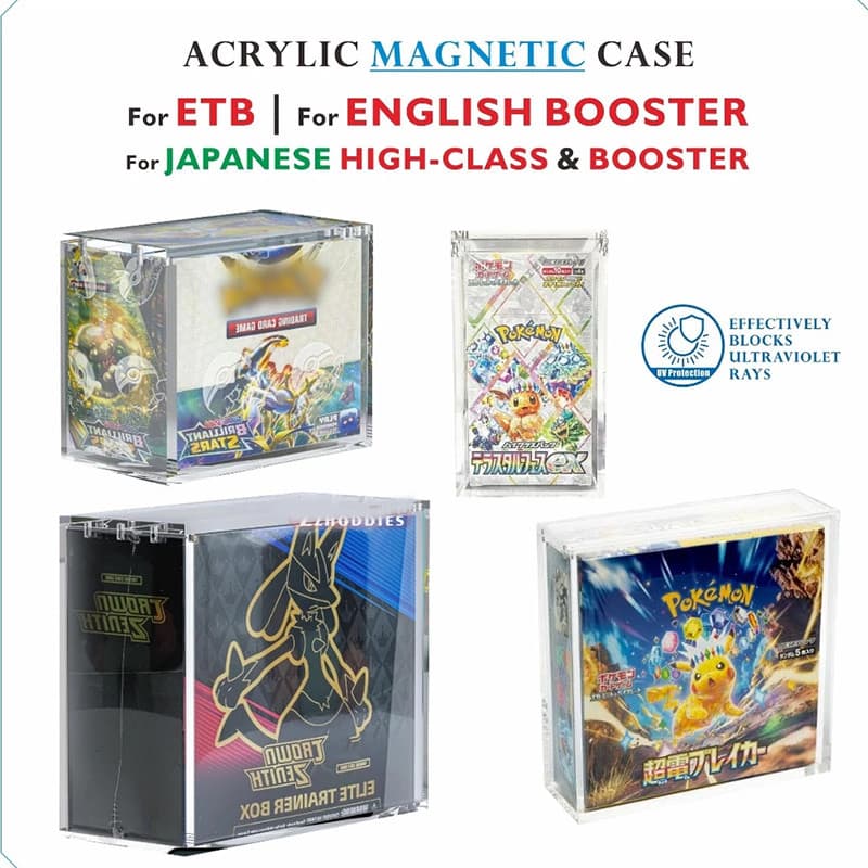 1PC Acrylic Magnetic Case For ETB /English Booster/Japanese Small Booster/Japanese Booster 5mm Thick Protector Stackable รูปที่ 1