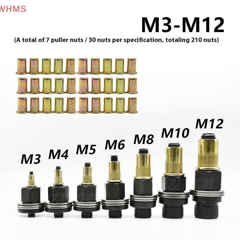 11 ชิ้นคู่มือ Riveter Nut เครื่องมืออุปกรณ์เสริมสําหรับถั่ว M3 M4 M5 M6 M8 M10 M12 ง่ายติดตั้ง Hand Rivet Nut รูปที่ 1