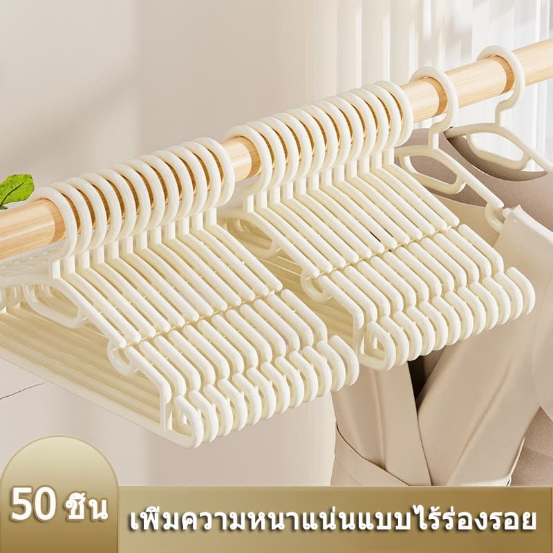 20/50 ชิ้น ไม้แขวนเสื้อพลาสติกกันลื่นสีขาว ที่แขวนเสื้อแบบใช้ในบ้าน ไม่ทิ้งรอย เหมาะสำหรับเสื้อผ้า กางเกง และชุดชั้นใน รูปที่ 1