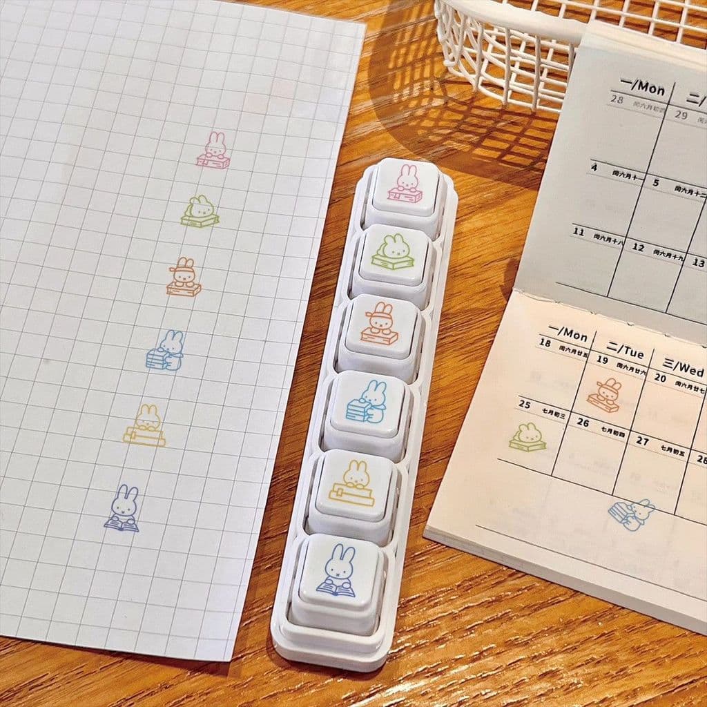 Kawaii Miffy แสตมป์ชุดกระต่ายน่ารัก แสตมป์วางแผนที่ถอดออกได้ · DIY Journaling & ปฏิทินตกแต่ง | พิ้งกี้ฮาเวน รูปที่ 9