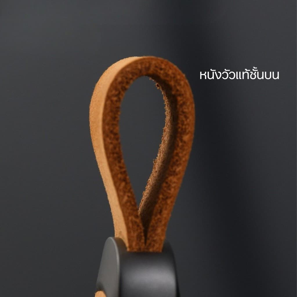 พวงกุญแจหนังแท้พร้อมคลิปสปริงล็อกอัตโนมัติ โลหะ Zinc Alloy พวงกุญแจรถยนต์ คล้องเอวได้ แข็งแรง กันหลุด ใช้งานสะดวกทุกวัน รูปที่ 4