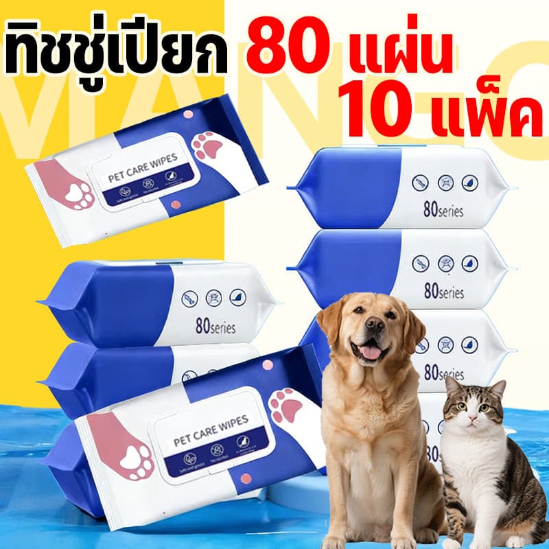 Mango ทิชชู่เปียก 80 แผ่น 10 แพ็ค แผ่นเช็ดตาสุนัขและแมว ทิชชู่เปียกเช็ด ทิชชู่เปียกสัตว์เลี้ยง สำหรับเช็ดสัตว์เลี้ยง รูปที่ 1