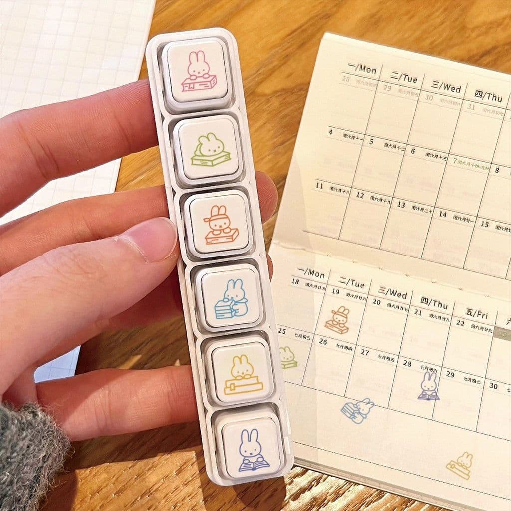 Kawaii Miffy แสตมป์ชุดกระต่ายน่ารัก แสตมป์วางแผนที่ถอดออกได้ · DIY Journaling & ปฏิทินตกแต่ง | พิ้งกี้ฮาเวน รูปที่ 3