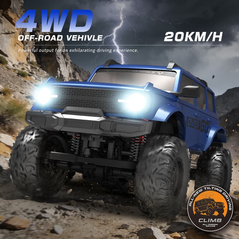 1/20 4WD RC รถออฟโรด 4x4 เกียร์กลสลับได้ Full Proportional Rock Crawler Off-Road ปีนเขารถบรรทุกพร้อมไฟ LED 1/20 รูปที่ 3