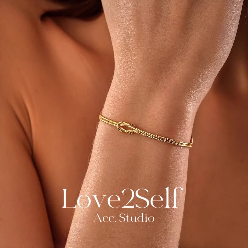 Love2Self S094 Matching Knot สร้อยข้อมือคู่สแตนเลส Minimalist 2 มม.Non Tarnish Eternal Love ของขวัญ รูปที่ 7