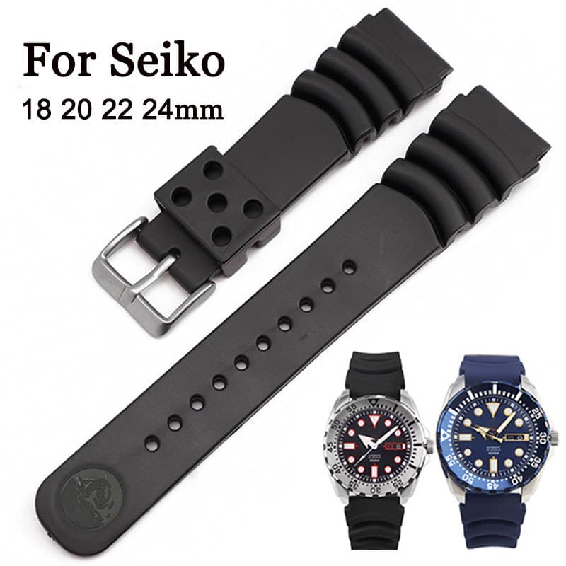 สายนาฬิกาซิลิโคนสําหรับ Seiko Water Ghost Diver ดําน้ํา MM007 Skx007 Skx009 SRP777 ทูน่าเต่า 18 มม.20 มม.22 มม.24 มม.ยางเรซิ่นสร้อยข้อมือกีฬานาฬิกาผู้ชายผู้หญิงเข็มขัด รูปที่ 1