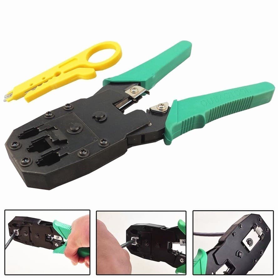 คีมเข้าหัวแลนครบชุด CAT5 CAT6 RJ45 RJ11 พร้อมที่เทสสาย + หัวแลน + บูทแลน + ถ่าน +มีดปลอกสาย+ตัวต่อยาว รูปที่ 5