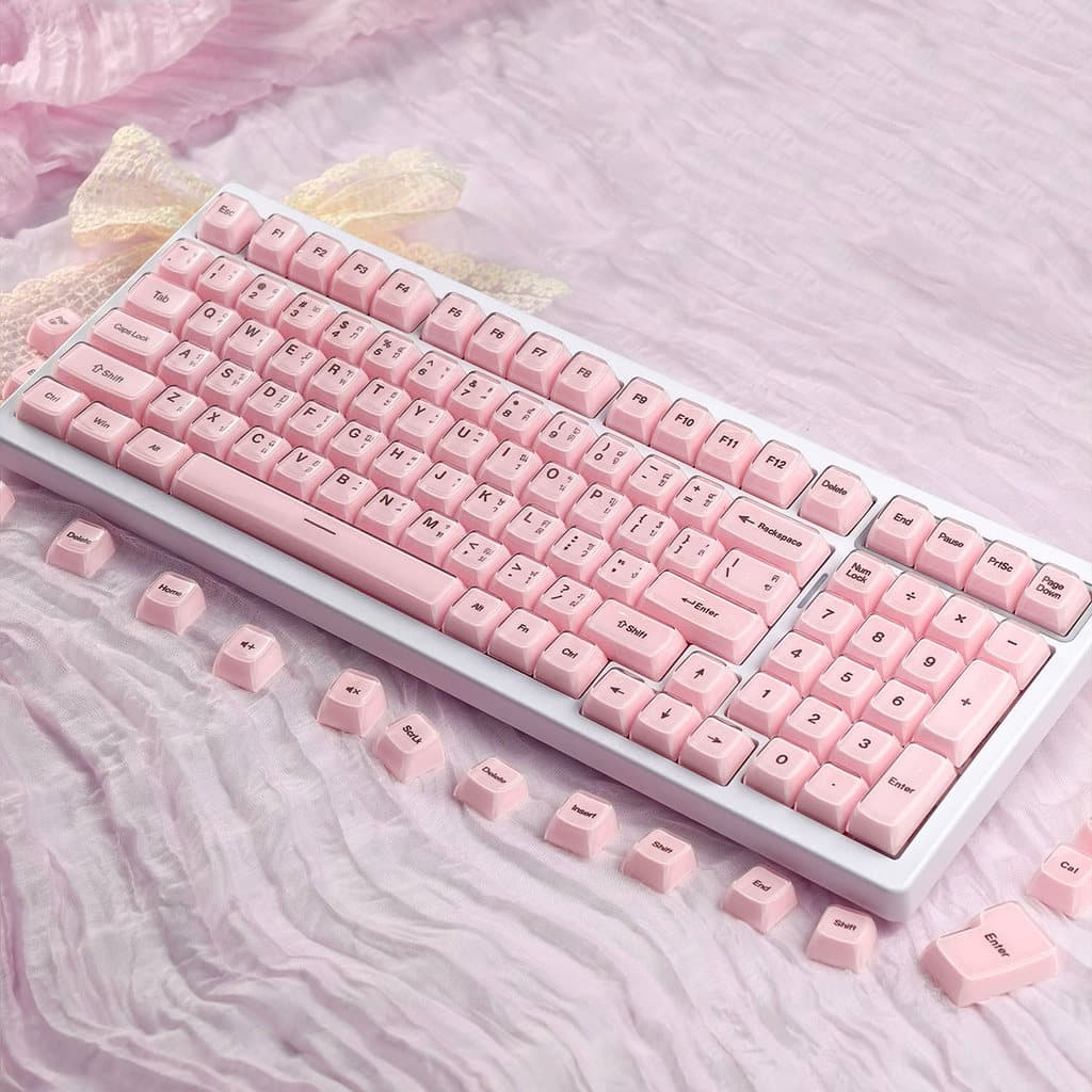 MAIMOOO Double-shot Crystal Jelly Keycap PBT PC 132 คีย์คํา SA Profile EN/TH/KR/RU Keycap สีขาวสีชมพูไทยพุดดิ้ง Aula F75 F99 Ajazz AK820 Keycaps รูปที่ 5