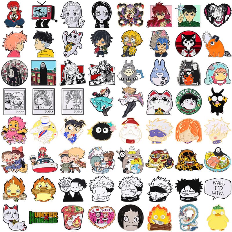 100ประเภทของเข็มกลัดเคลือบที่เกี่ยวข้องกับการ์ตูนญี่ปุ่นนิเมชั่นยอดนิยมป้ายโลหะกระเป๋าเป้สะพายหลังเสื้อผ้าขาอุปกรณ์เสริม รูปที่ 9