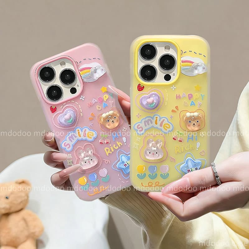 Lovely 3D Animal Tulip Doll เคส For Xiaomi 15T 14T 11TPro 11 Lite 11Lite 5G NE Mi 17 ProMax POCO X4 X6 F7 F8 Pro Ultra F8Pro X4Pro X6Pro Redmi 8 8A 8APro DUAL High quality Large lens frame Camera Protection Two-in-One Anti-drop Phone Case GDK 02 รูปที่ 1