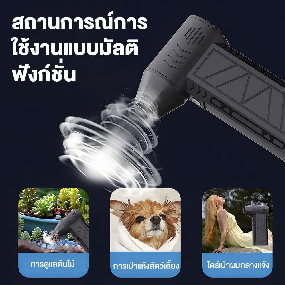 พัดลมเป่าฝุ่นแรงสูง 130000RPM เครื่องเป่าลมแรง Turbo ขนาดพกพา แบตเตอรี่ ปรับแรงลมได้ 3 ระดับ พร้อมไฟ LED ใช้งานได้ทุกที่ รูปที่ 3