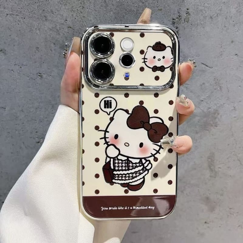 เคส Vivo V70 กรณีหน้าต่างขนาดใหญ่โบว์น่ารักการ์ตูน KT เคสโทรศัพท์ Electroplated กันกระแทก รูปที่ 3