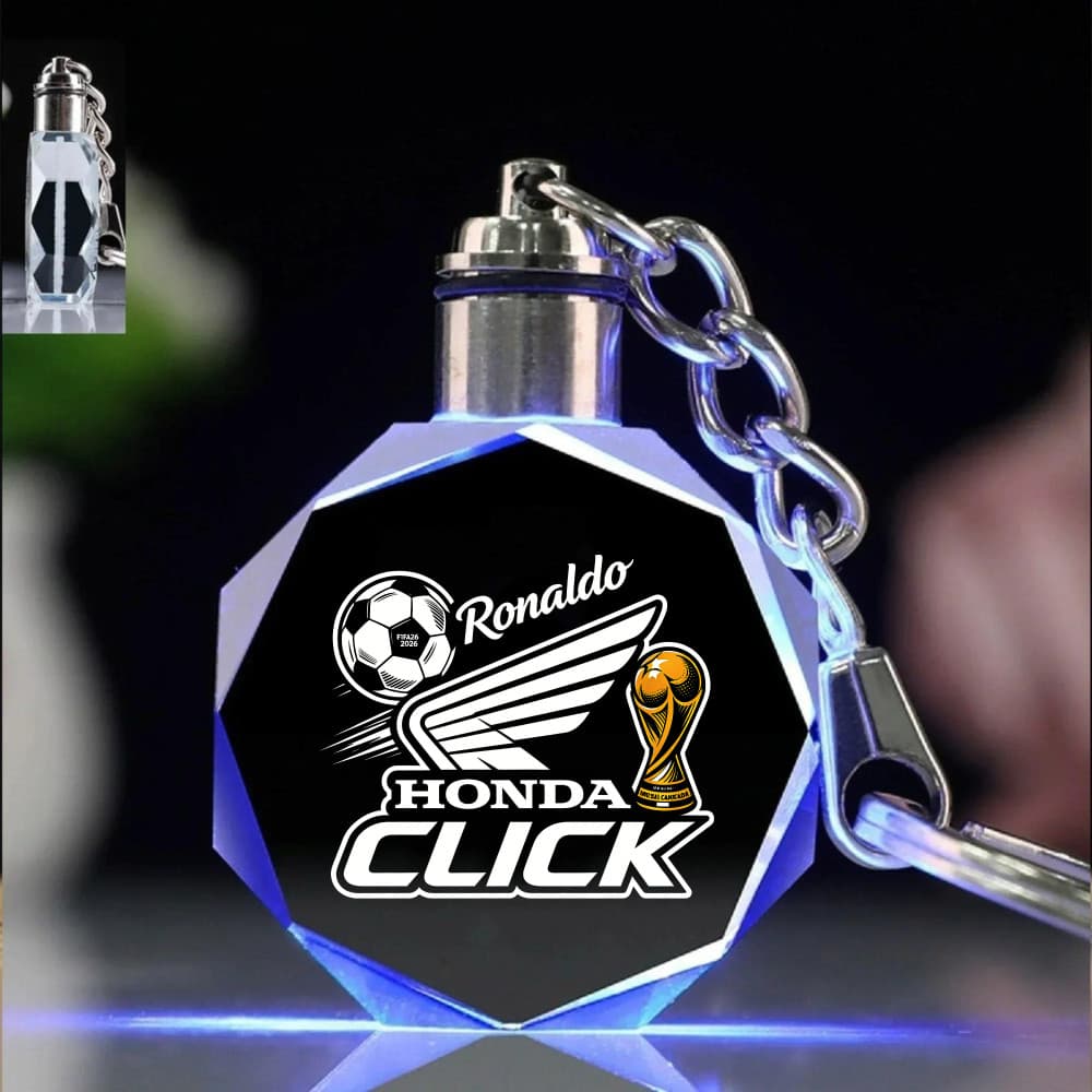 World Cup Honda click LED พวงกุญแจ K9 คริสตัล Luminous รูปหลายเหลี่ยมโปร่งใสพวงกุญแจรถจักรยานยนต์รถอุปกรณ์เสริม รูปที่ 6
