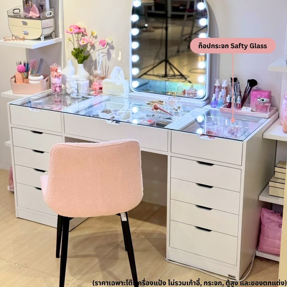 Koncept Furniture โต๊ะเครื่องแป้งแบบนั่ง 150 ซม. รุ่น Vanity สีขาว แบรนด์ KONCEPT FURNITURE รูปที่ 4