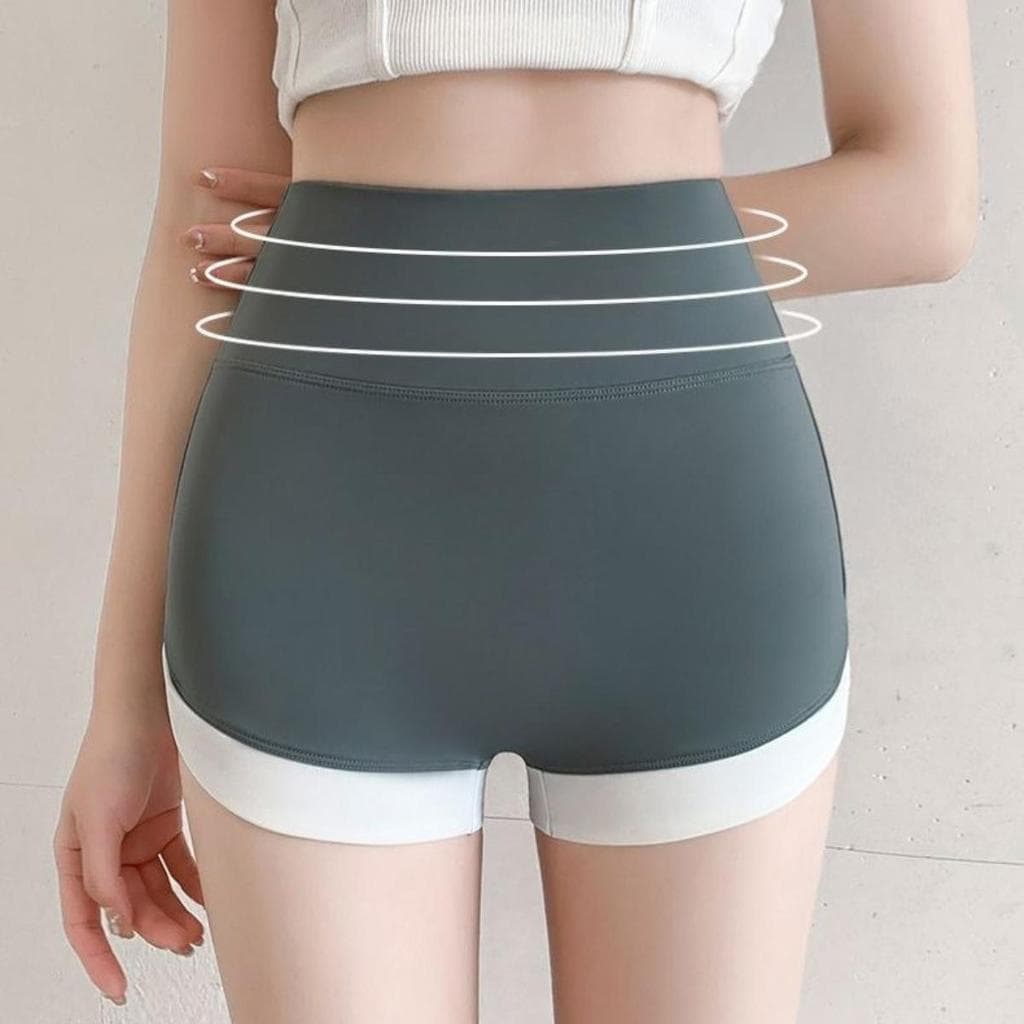 เซ็ต 4 ชิ้น คละสี กางเกงขาสั้นเอวสูง สีพื้น มินิมอล ใส่สบาย ผู้หญิง M L XL รูปที่ 3