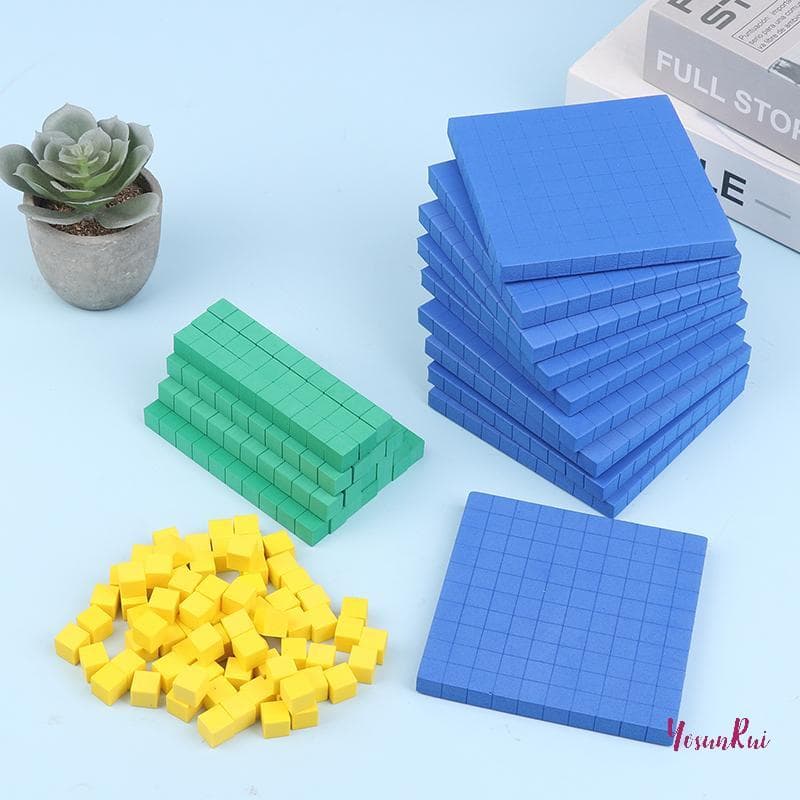 YosunRui] Base Ten Blos 130Pcs สําหรับคณิตศาสตร์ Place Value Blos Base 10 Math Manipers Number Concepts คณิตศาสตร์ก้อนสําหรับเด็กนับ Blo ใหม่ รูปที่ 1