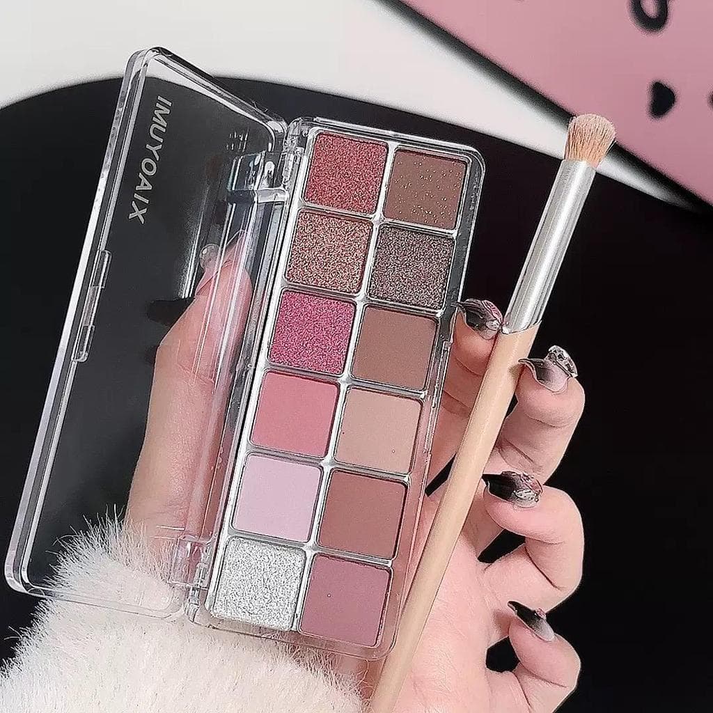happy-girl: พาเลตตา 12 สี บลัชออน+ไฮไลต์+เฉดดิ้ง จบในตลับเดียว พีชชมพู บ๊วยหวาน ยีนส์วินเทจ ครบทุกลุค ติดทน รูปที่ 7