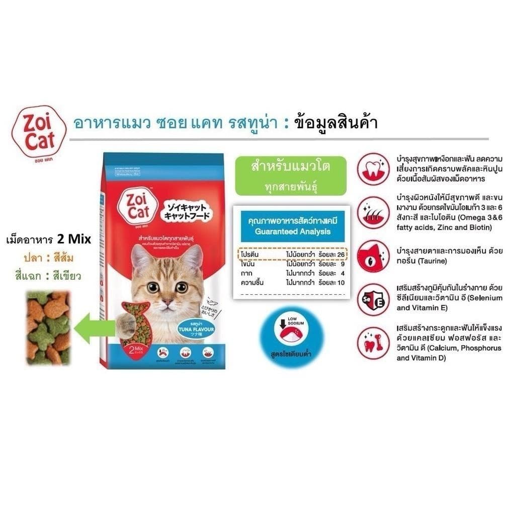 Zoi Cat Tuna ซอยแคท อาหารแมวโต รสทูน่า ขนาด 1*20Kg รูปที่ 2