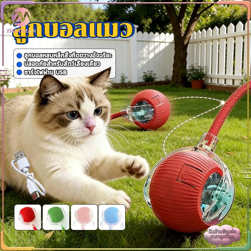 ลูกบอลแมว ลูกบอลมีหาง ลูกบอลสำหรับสัตว์เลี้ยง 360 องศา เรืองแสง แบบโต้ตอบอัตโนมัติรองรับการชาร์จแบบType-C รูปที่ 2