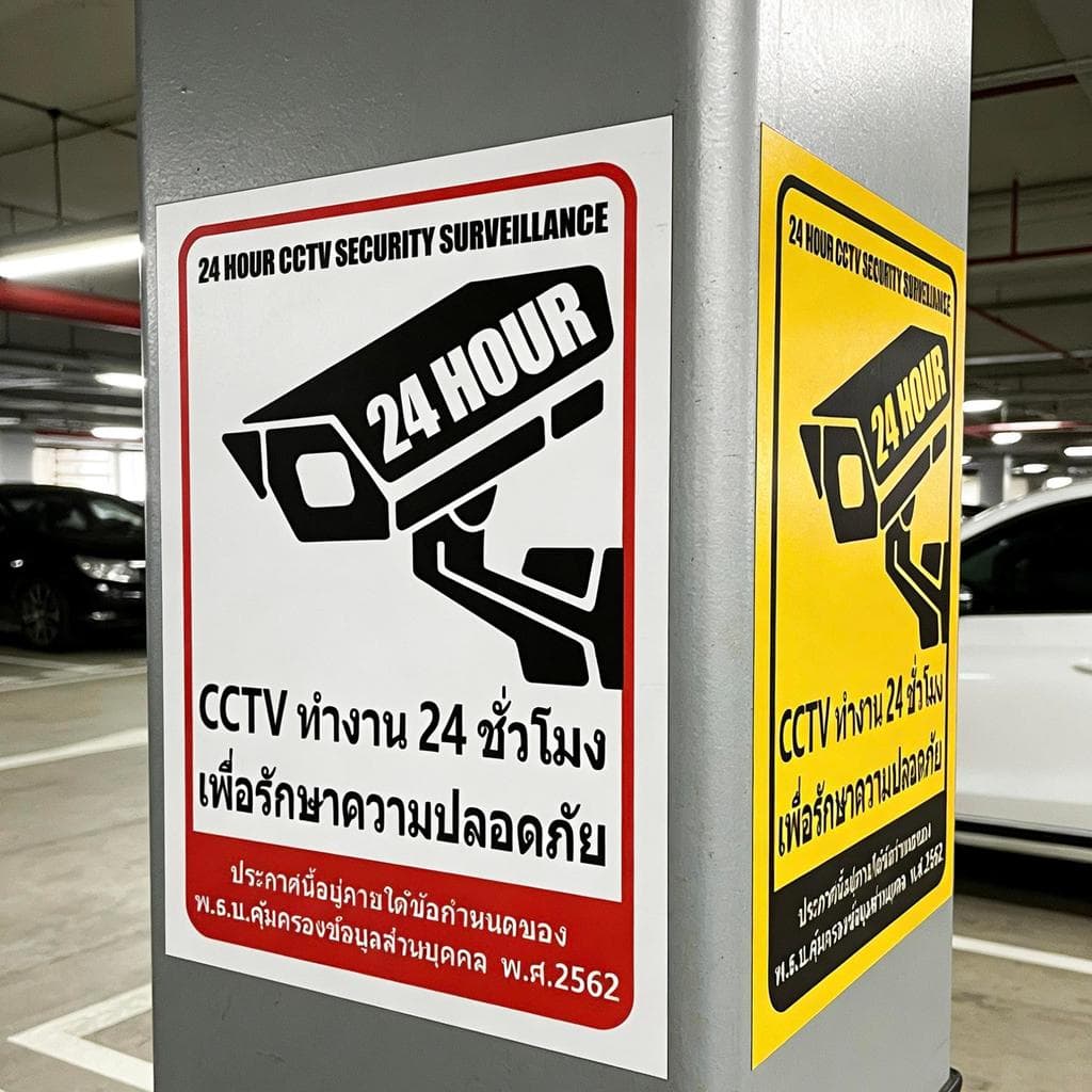 สติ๊กเกอร์กล้องวงจรปิด สติ๊กเกอร์กล้อง ป้ายกล้องวงจรปิด24ชม กันน้ำ กันแดด สติ๊กเกอร์ กล้องวงจรปิด CCTV 24H ทนแ รูปที่ 4