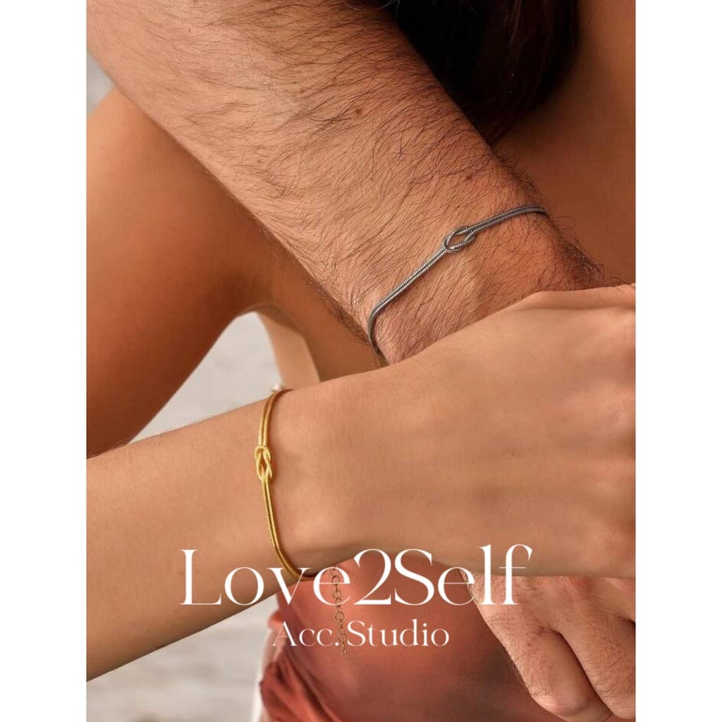 Love2Self S094 Matching Knot สร้อยข้อมือคู่สแตนเลส Minimalist 2 มม.Non Tarnish Eternal Love ของขวัญ รูปที่ 6
