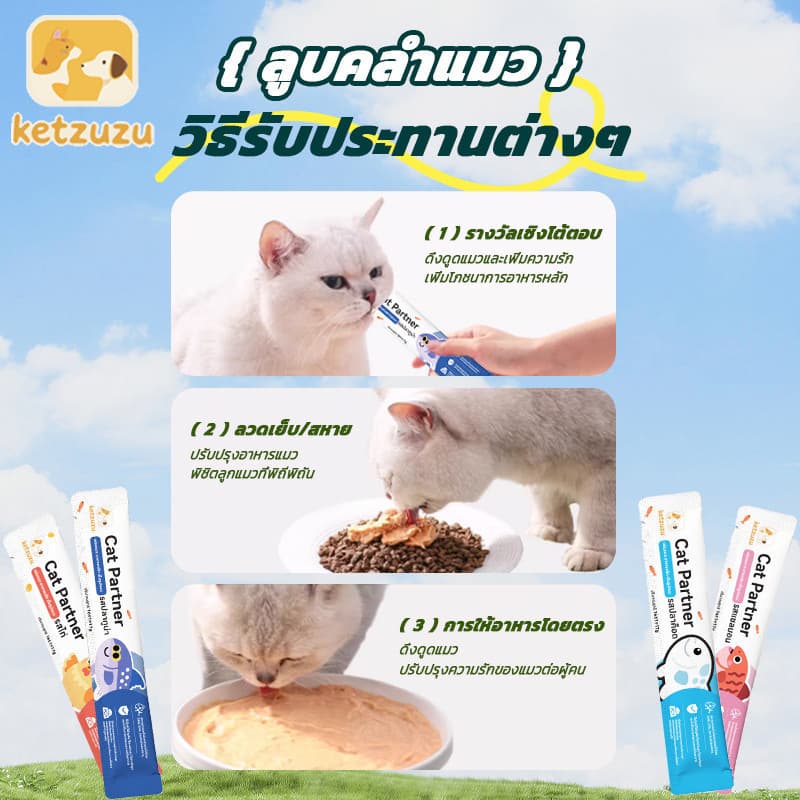 โปรสุดคุ้ม! Ketzuzu ขนมแมวเลีย 17g เซ็ตใหญ่ 50 ซอง รูปที่ 6