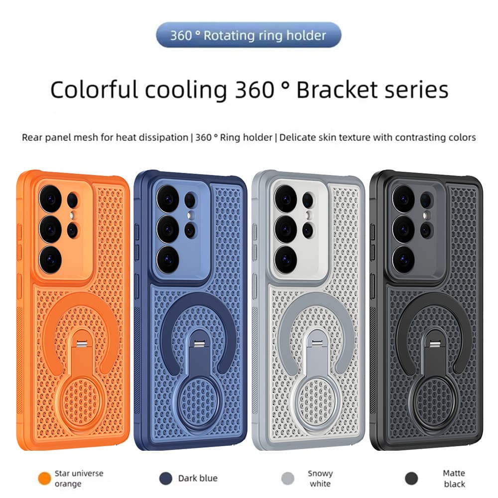 SAMSUNG การกระจายความร้อนเคสโทรศัพท์แม่เหล็กสําหรับSamsung Galaxy S26 S25 S24 S23 Ultra S26 Plus S25 24 Plus S25 Edge S25 FE S24 FE S23 FEแหวนหมุนขาตั้งHollowกันกระแทก รูปที่ 8