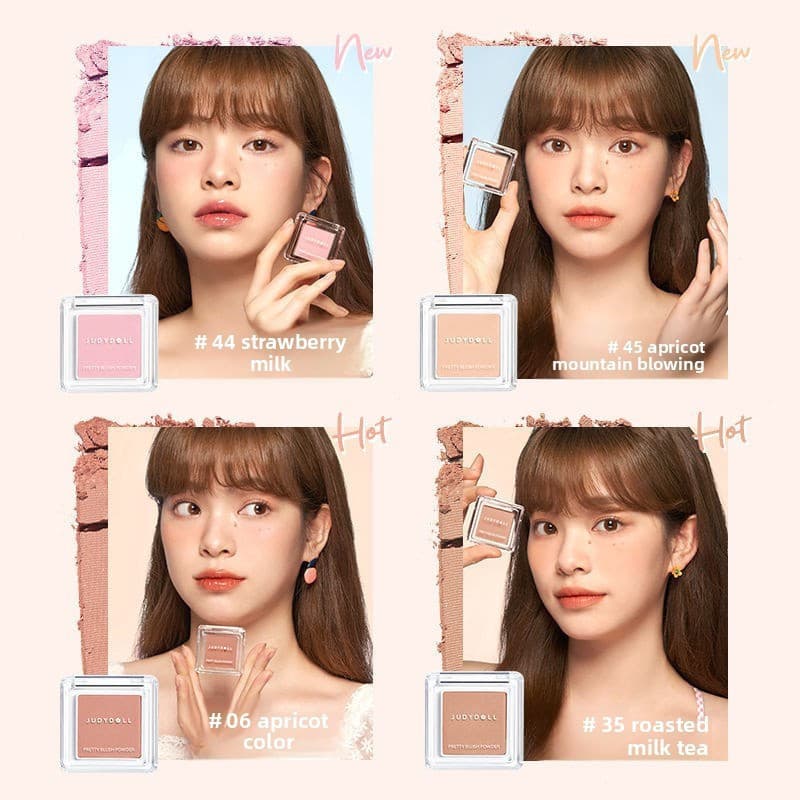 Judydoll บลัชออน สีพีช แมทท์ ไฮไลท์ คอนทัวร์ สีม่วง แต่งหน้าบนใบหน้า รูปที่ 7
