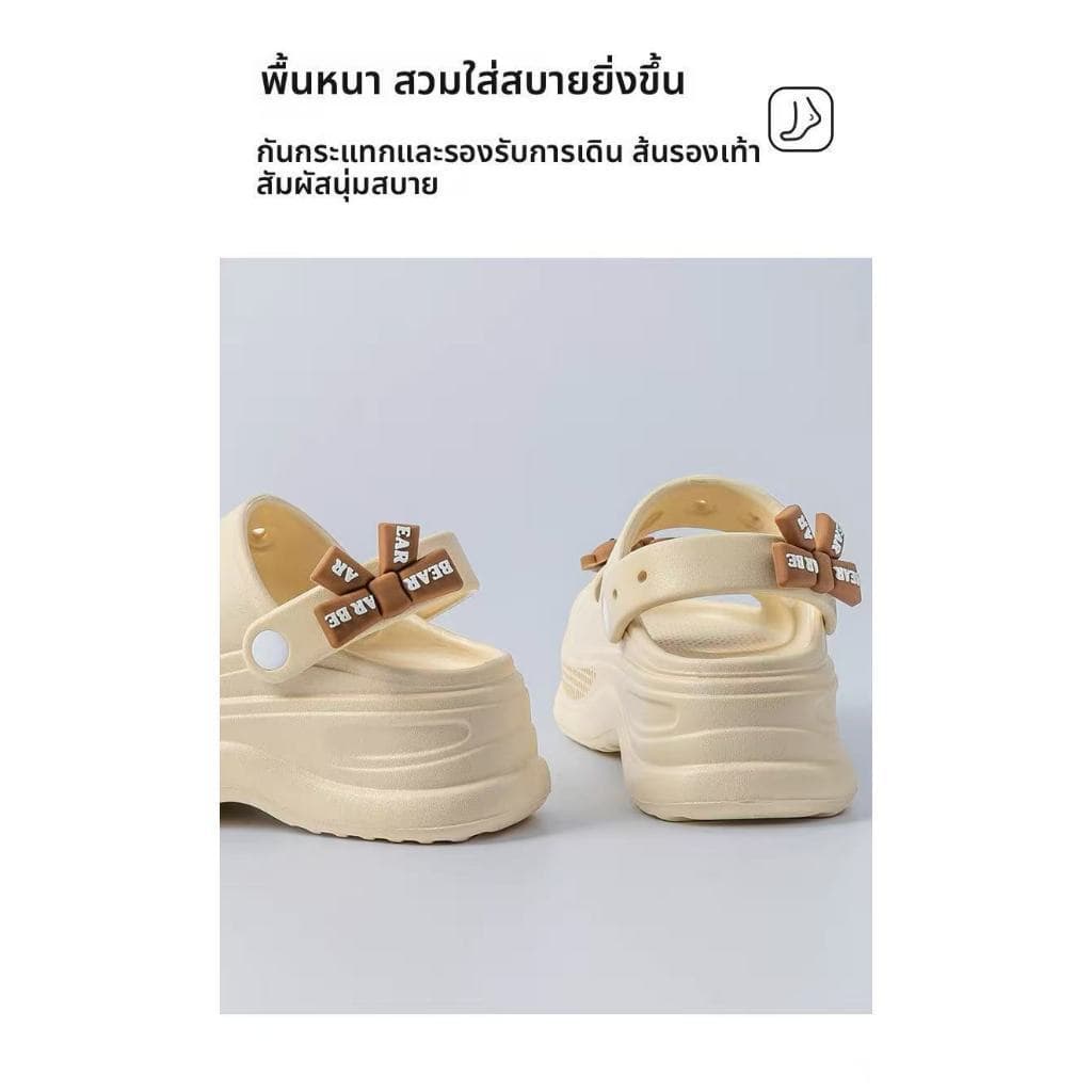 รองเท้าแตะหญิงพื้นหน้ายก ฤดูร้อน มีส้นสำหรับในบ้าน ในร่ม แฟชั่น สำหรับห้องน้ำ เพิ่มความสูง กันลื่น ใส่เทียวนอกบ้านBB038 รูปที่ 8