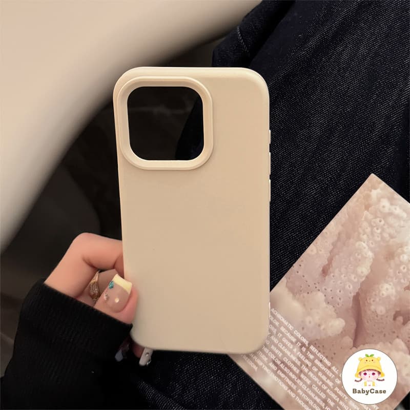 สำหรับ IPhone 17 AIR 13 16 11 15 14 12 Pro Max 15 Pro เรียบง่าย ins น่ารักสีทึบฤดูใบไม้ผลิหญิงสาวหัวใจป้องกันการตกกระชับ รูปที่ 7