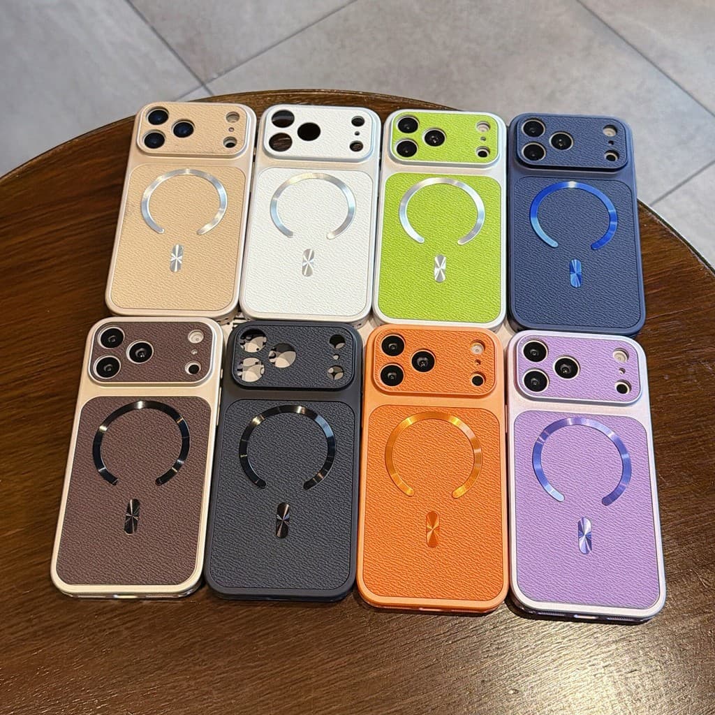 หรูหราหนังเนื้อเคสโทรศัพท์แม่เหล็กสําหรับiPhone 11 12 13 14 15 16 17 Pro MaxกันกระแทกกันชนกลับกรณีCove รูปที่ 2