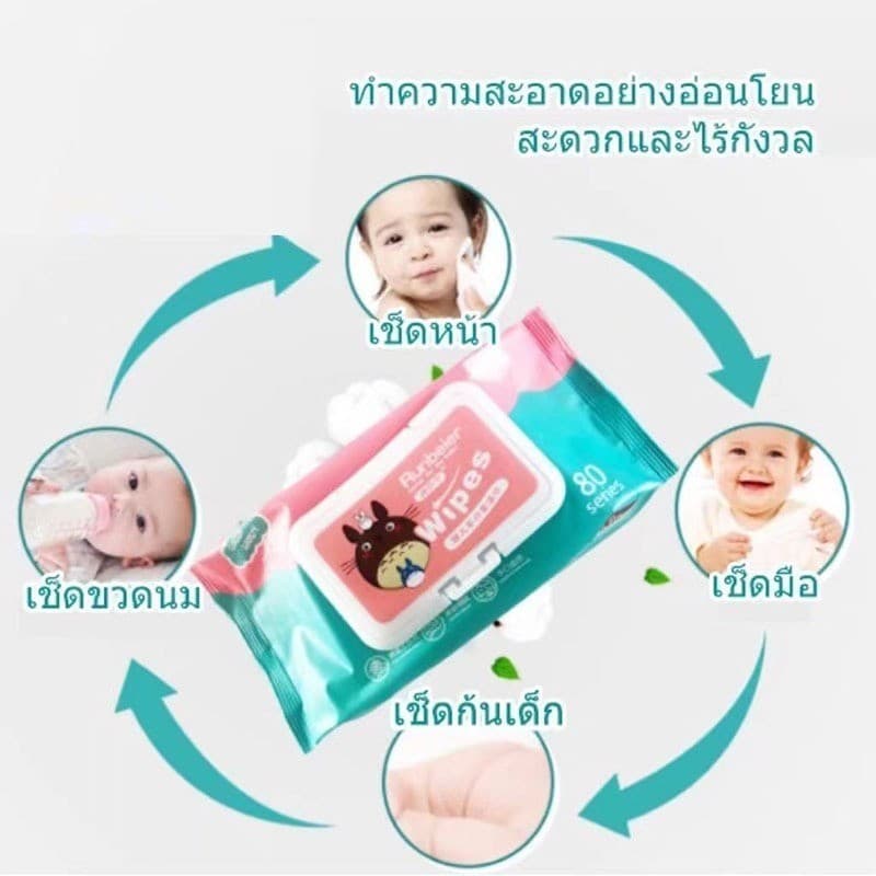 H-department storeทิชชูเปียก 1ห่อ80แผ่น ทิชชู่เปียก ของเด็ก กระดาษเปียก ผ้านุ่มชุ่มชื่น อ่อนโยนต่อ ผิว ปลอดภัยจากสารเคมี รูปที่ 9